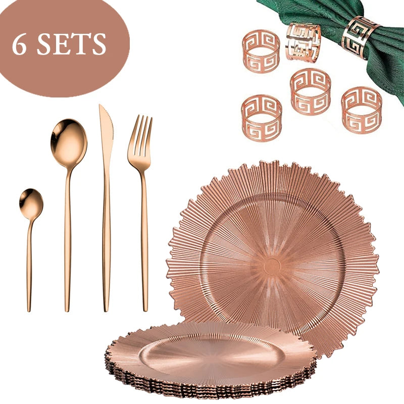 cheap Silver Gold Rim plastic Charger Plate Set for Wedding Party Decoration Custom Decor For Dinner Luxury Table Setting