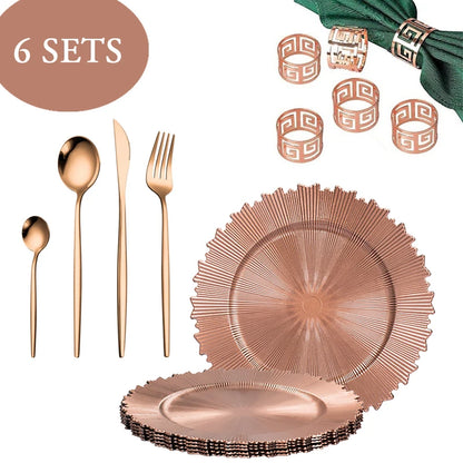 cheap Silver Gold Rim plastic Charger Plate Set for Wedding Party Decoration Custom Decor For Dinner Luxury Table Setting
