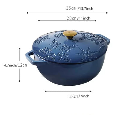 28cm Enameled Cast Iron Dutch Oven 6Qt Cast Iron Casserole Dish with Lid for Bread Baking And Stew Kitchen Cookware Braised Pot