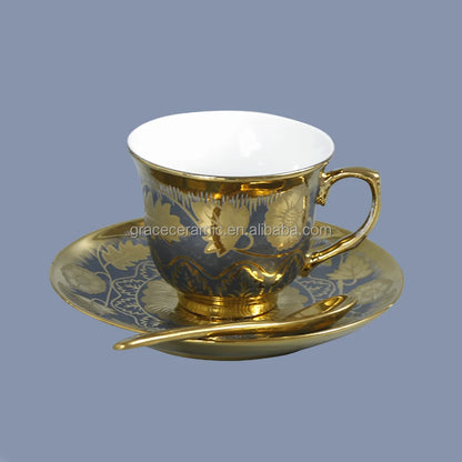 Hot Selling Home Restaurant Ceramic Pakistan Dubai Dinnerware Set 84 Pieces Fine Porcelain Dinner Set With Gold Plated Design