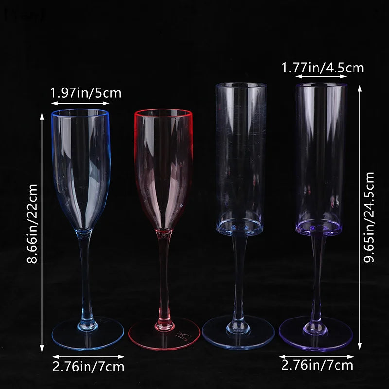 5Pcs Acrylic Champagne Goblet Glasses Cup Transparent Cocktail Glass Cups Creative Anti-fall Goblet For Bar Pubs Clubs Drinkware