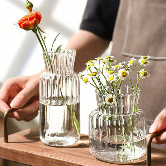 1pc Nordic Creative Transparent Vases Glass Plant Bottle Flower Pot Hydroponic Terrarium Arrangement Container Table Vase Decor