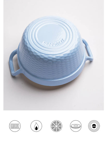 22cm Enameled Mini Cast Iron Dutch Oven For Cooking Stew Meat and Bread Baking Heavy type 2 L Cast Iron Casserole Dish Soup Pot