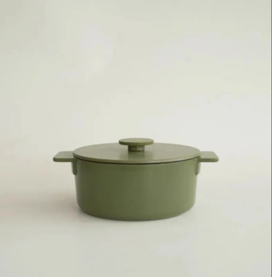 Nordic Cast Iron Enamel Pan, Uncoated Cookware, Uncoated Cookware, Household Soup Stew, Seafood, Mommy Cooker,  23-26cm