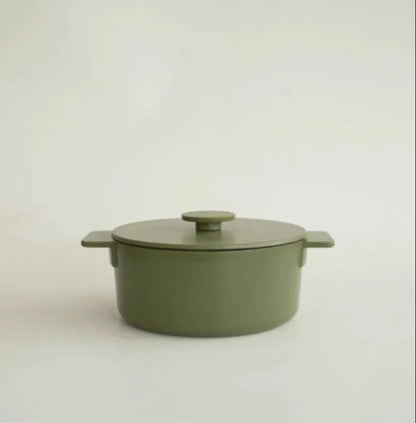 Nordic Cast Iron Enamel Pan, Uncoated Cookware, Uncoated Cookware, Household Soup Stew, Seafood, Mommy Cooker,  23-26cm