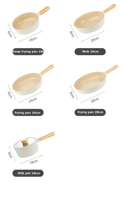 Korean Ceramic Non-Stick Wok Milk Pot Pan Non-Stick Pan Frying Pan Induction Cooker Gas Stove Universal Kitchen Pan For Cooking