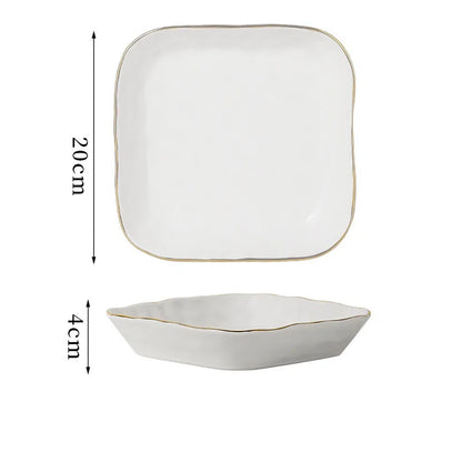 Gold Stroke Ceramic Plate Set Creative Hammer Decorative Living Room Dinner Set Plates and Dishes Western Restaurant Steak Dish