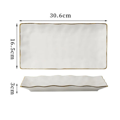 Gold Stroke Ceramic Plate Set Creative Hammer Decorative Living Room Dinner Set Plates and Dishes Western Restaurant Steak Dish