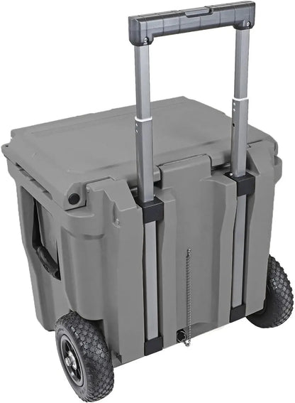45 Quart Towable Roto Molded Ice Chest Outdoor Camping Cooler with Wheels | Pro Tough Durable Outdoor Camping Fishing Ice Chest