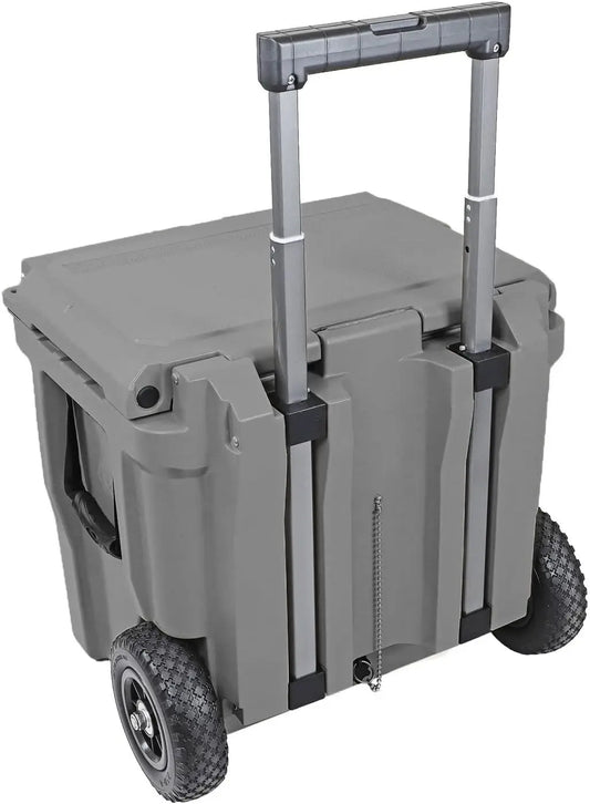 45 Quart Towable Roto Molded Ice Chest Outdoor Camping Cooler with Wheels | Pro Tough Durable Outdoor Camping Fishing Ice Chest