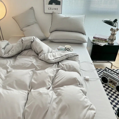 Black Color Bedding Set For Adults Simple Style Double Bed Sheet Sets Single/Queen/king Bed Cover Full Set Plain Bedding 이불세트