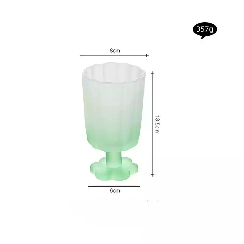 220ml Glass Colorful Flower Shaped Vase Plant Flower Arrangement Ornament Wine Glass Tea Drinking Glass Bar Drinkware Glass Cup