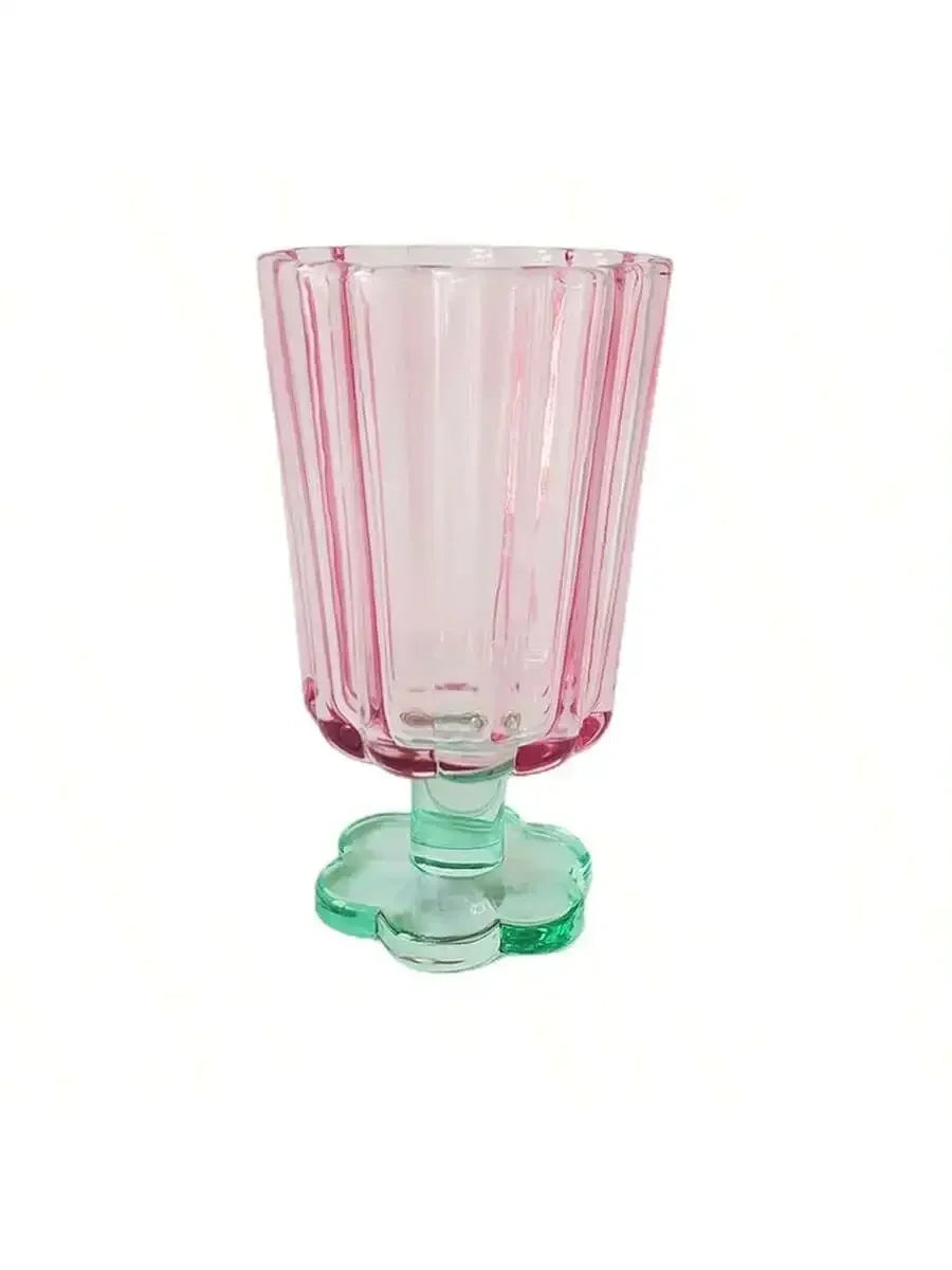 220ml Glass Colorful Flower Shaped Vase Plant Flower Arrangement Ornament Wine Glass Tea Drinking Glass Bar Drinkware Glass Cup