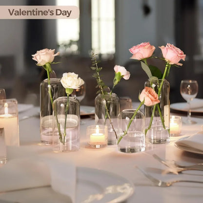 3Pcs/set Clear Small Glass Bud Vases in Bulk Modern Cylinder Glass Vase for Wedding Party Dining Table Centerpieces Decoration