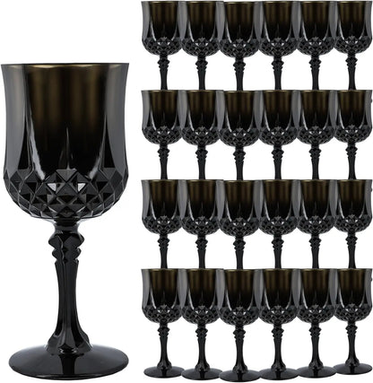 Transparent Plastic Wine Glasses，Transparent Plastic Goblets for Parties，Transparent Drinking Glasses for Wedding Reception,