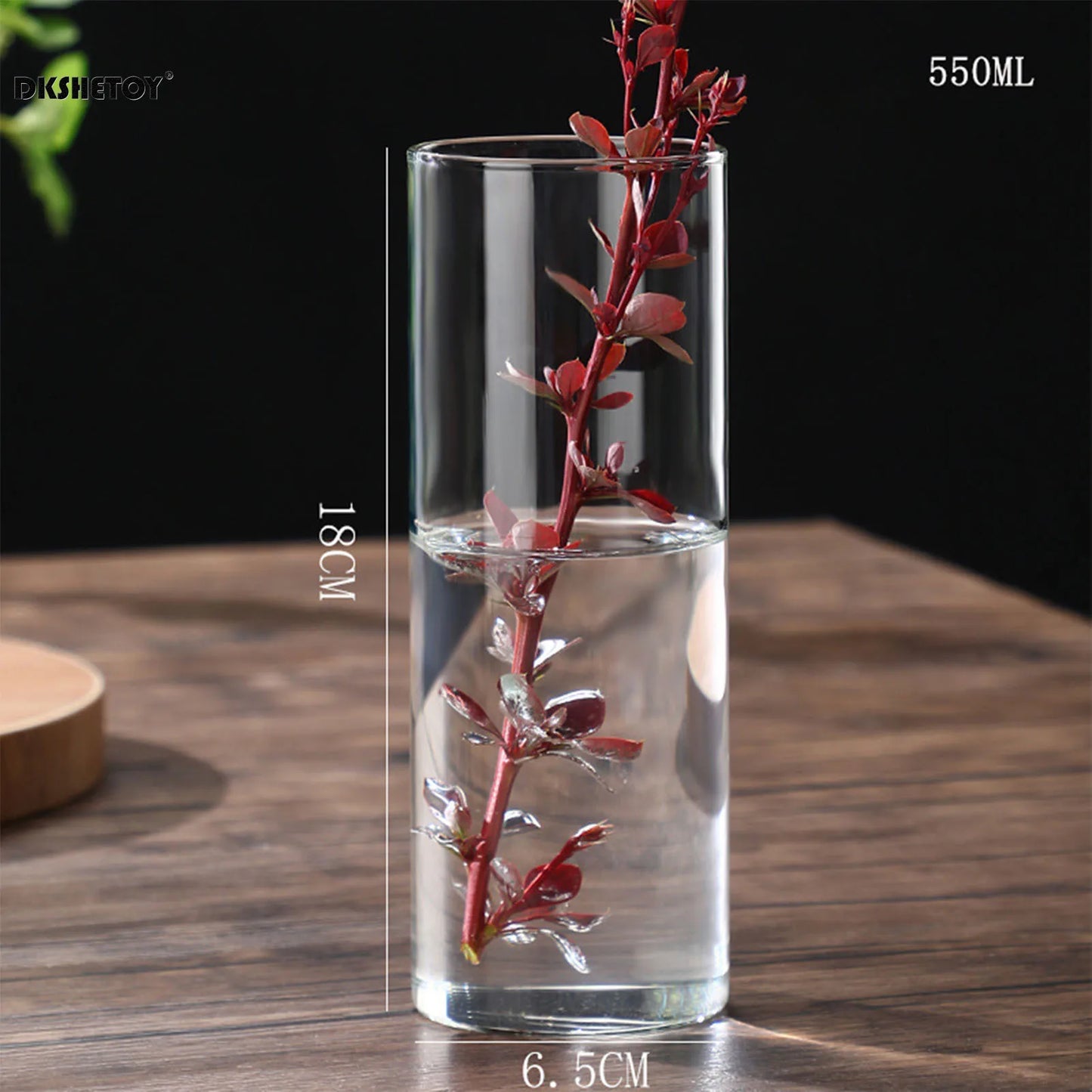 Glass Flower Vase desk decoration Modern Small Cylinder Flower Centerpiece Vases for Home Office Wedding Table