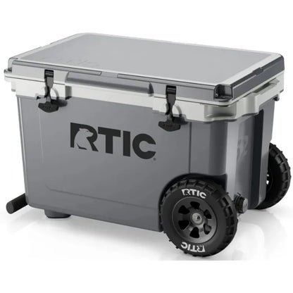 52 Quart Ultra-Light Wheeled Hard Cooler Insulated Portable Ice Chest Box for Beach, Drink, Beverage, Camping, Picnic, Fishing