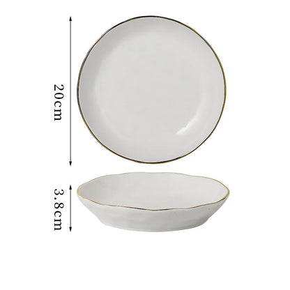 Gold Stroke Ceramic Plate Set Creative Hammer Decorative Living Room Dinner Set Plates and Dishes Western Restaurant Steak Dish