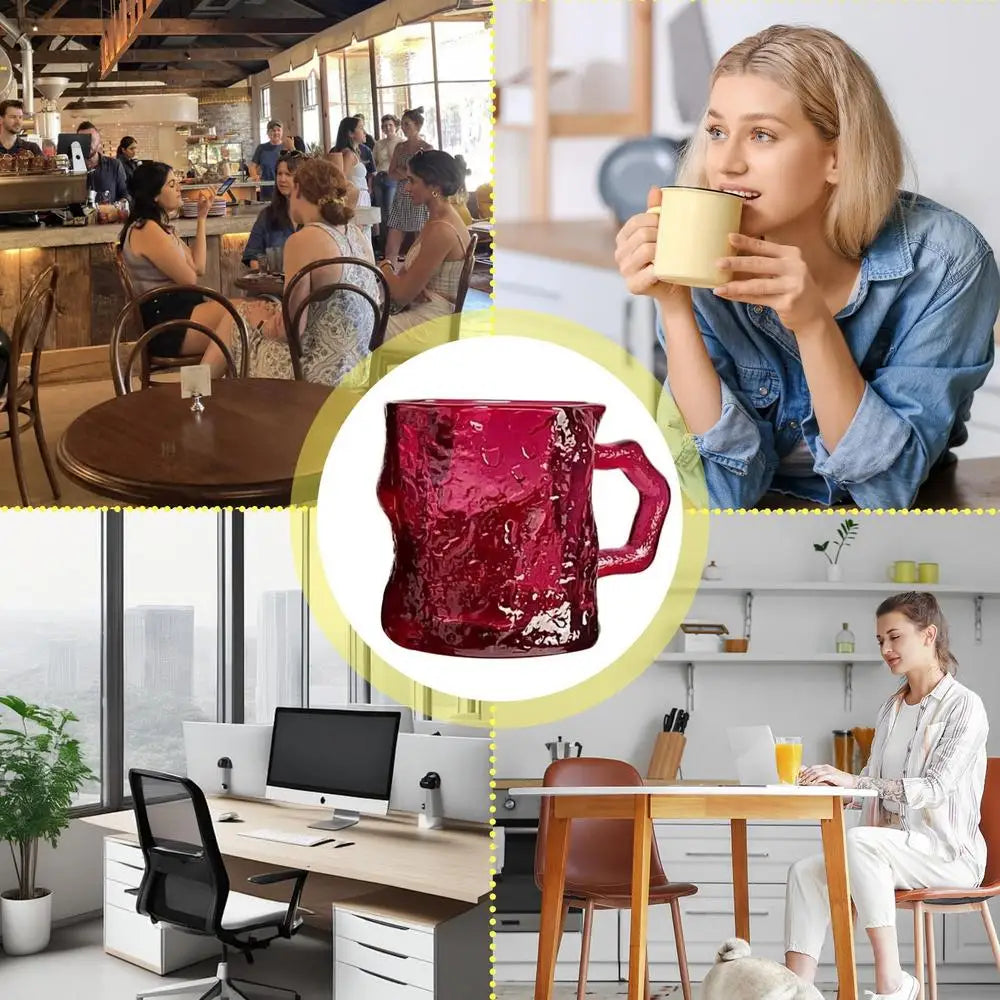 Glass Mugs Coffee Mugs Tea Handle Drinking Cups Crystal Whiskey Glasses Hot Cold Beverages Cup For Cafe Hotel Restaurant