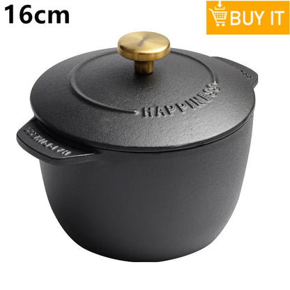 22cm Enameled Mini Cast Iron Dutch Oven For Cooking Stew Meat and Bread Baking Heavy type 2 L Cast Iron Casserole Dish Soup Pot