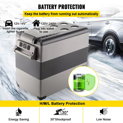VEVOR 55L Car Refrigerator Mini Fridge Freezer Portable Compressor Cooler 12/24V DC 110-240V Ice Box for Camping
