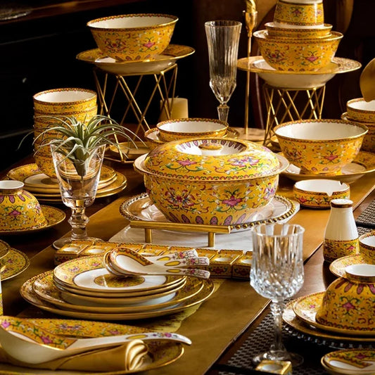 Fine Luxury Guests Dinnerware Sets Home Kitchen Wedding Dining Room Tableware Set Catering Supplies Vajillas Para Cocina Dishes