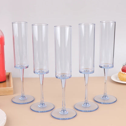 5Pcs Acrylic Champagne Goblet Glasses Cup Transparent Cocktail Glass Cups Creative Anti-fall Goblet For Bar Pubs Clubs Drinkware