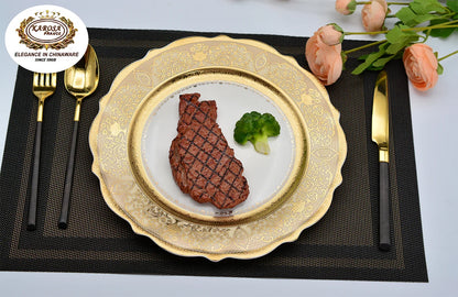 New fashionable shape for bone china dinner set embossed gold decoration from Germany style