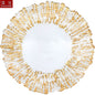 Flower Shaped Gold Silver Decal Rim, Transparent Glass Charger Plate, Wedding Party Decoration, Tableware Tray, Show Plate
