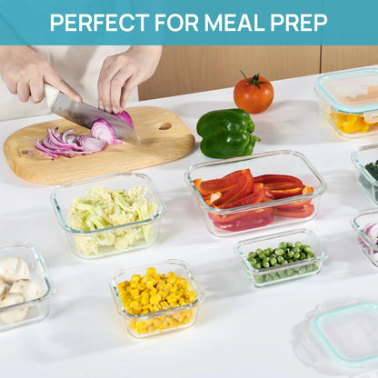 Glass Lunch Box Food Storage Containers, Meal Prep , Airtight Bento Box, for Microwave, Oven, Freezer and Dishwasher, BPA Free