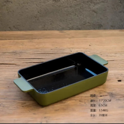 Nordic Cast Iron Enamel Pan, Uncoated Cookware, Uncoated Cookware, Household Soup Stew, Seafood, Mommy Cooker,  23-26cm