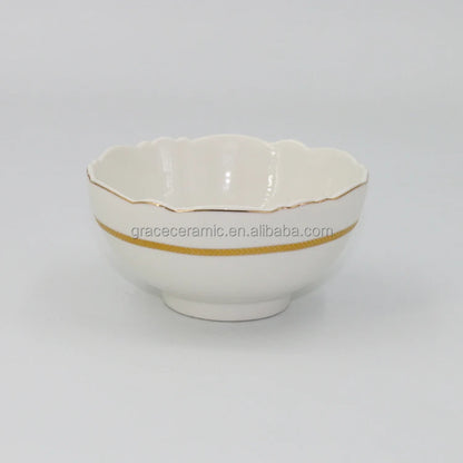 38 Pcs Royal White and Gold Line Ceramic Bone China Turkish Fine Porcelain Dinner Set Dinnerware Sets Luxury