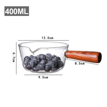 Glass Cooking Pot Soup Milk Pot With Wooden Handle Glass Cooking Pot Instant Noodle Pot Glass Cookware Kitchen Accessories