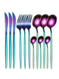 12pc Thin stainless steel cutlery set Portugal steak knife and fork dessert spoon coffee spoon