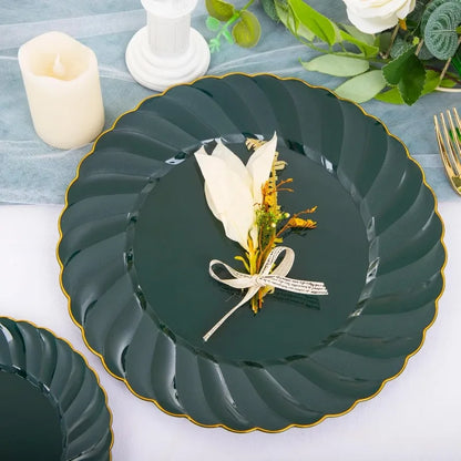 150PCS Blue Plastic Plates - Gold Plastic Silverware - Heavy Duty Navy Blue Disposable Plates