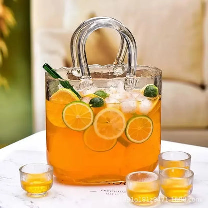 Ins Creative Vase Large Capacity Juice Glass Cup Water Raised Flower Arrangemen Handbag Glass Vase Fish Farming Vases Decoration