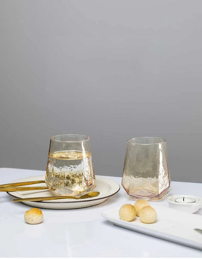 Northern Europe Luxury Gold Amber Champagne Goblet Wine Glasses Colored Home Lead-free Crystal Glass Hammered Diamond Whisky Cup