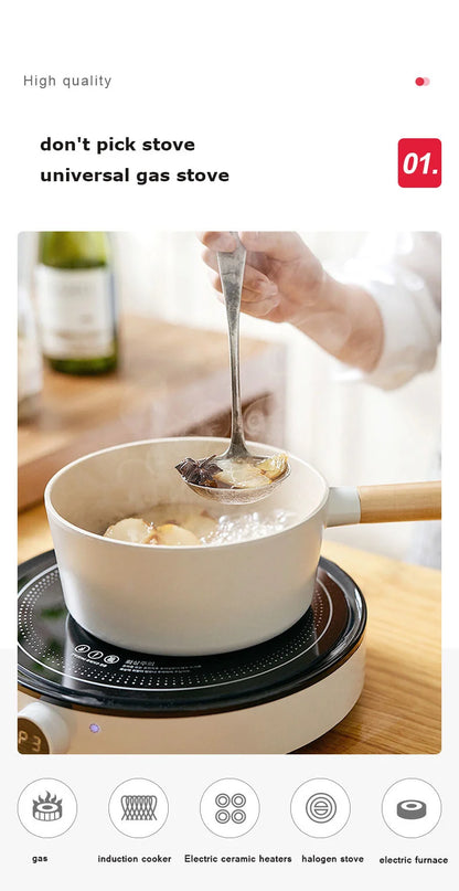Korean Ceramic Non-Stick Wok Milk Pot Pan Non-Stick Pan Frying Pan Induction Cooker Gas Stove Universal Kitchen Pan For Cooking