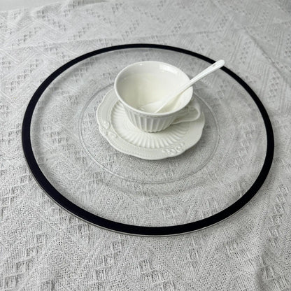 50pieces Side Panels Round Charger Plates Plastic Trays With Beaded Edges, Plastic Plates Dinner Chargers For Receptions Weddin