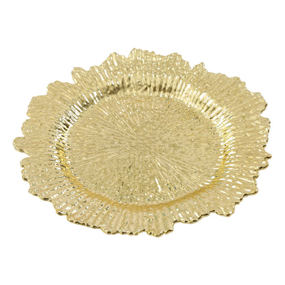 24 Pack Charger Plates, 13" Round Plastic Reef Plate Chargers with Flora Reef Design for Wedding Dinner Party Decoration