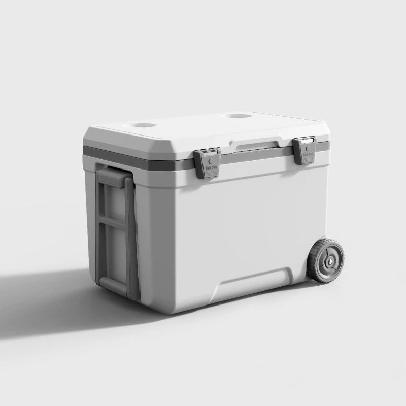 Large Capacity Plastic Ice Chest Coolers with Wheels 45L Portable Outdoor Camping Insulated Ice Bag Transportation Coolers Box