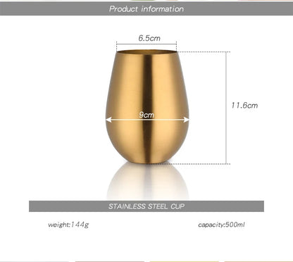 500ml Stainless Steel Beer Wine Cup Rose Gold Beer Tumbler Cocktail Juice Milk Cup Metal Drinking Mug for Bar Outdoor Drinkware