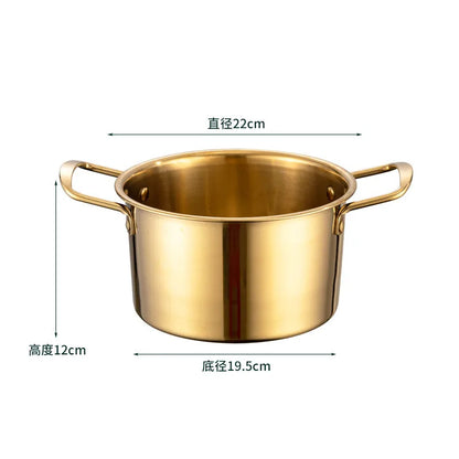 Gold Stainless Steel Kitchen Stew Pots Saucepan with Cover Durable Non-Stick Cooking Cookware Set for Induction Cooker