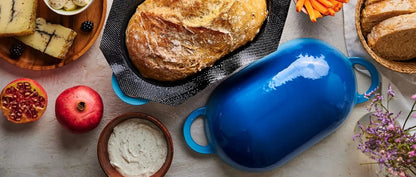 Enameled Cast Iron Dutch Oven for Sourdough Bread Baking Artisan Bread Heavy Duty Oval Loaf Pan 9 " 2 Qt Oven Safe Baking Mold