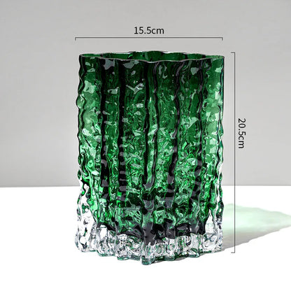 Transparent Glacier Glass Vase Hydroponics Flowers Pots Desk Decoration Flower Arrangement Minimalism Floral Vases Modern Decor