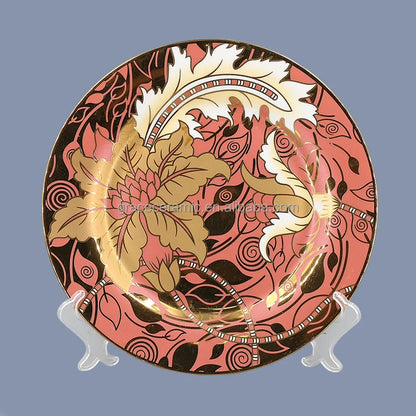Kitchen Dinner Sets Plates Gold Plated Flower Full Desgin  Fine Porcelain Ceramic Bone China Dinner Set for 6 Person