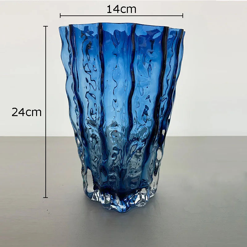 Transparent Glacier Glass Vase Hydroponics Flowers Pots Desk Decoration Flower Arrangement Minimalism Floral Vases Modern Decor