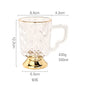 Gold Rimmed Tall Glass with Handle, Tall Beer Drinking Glass with Handle, Kitchen Bar, Barware, Drinkware Set, Light, Luxury