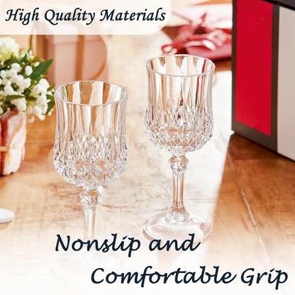 Transparent Plastic Wine Glasses，Transparent Plastic Goblets for Parties，Transparent Drinking Glasses for Wedding Reception,
