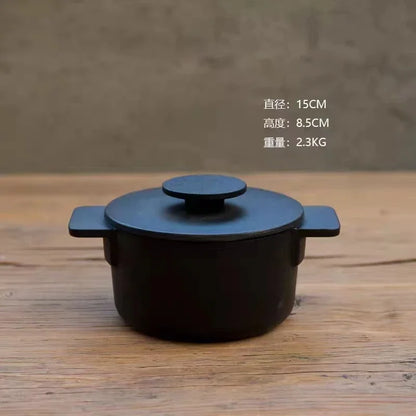 Nordic Cast Iron Enamel Pan, Uncoated Cookware, Uncoated Cookware, Household Soup Stew, Seafood, Mommy Cooker,  23-26cm